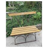 WOOD AND METAL OUTSIDE GARDEN BENCH LIGHT WEIGHT