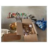 STEAK KNIVES, MUGS, WOOD SERVER