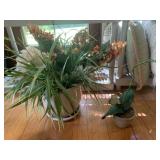 POTTERY PLANTER W/ ARTIFICIAL PLANT AND LINER