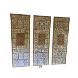3 CARVED AND WHITEWASHED SOLID WOOD PANELS, 20X60