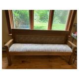 OAK BENCH UPHOLSTERED BACK AND SEAT