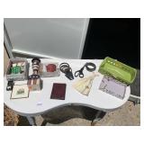 DOUBLE HANDLE BASKET, MATCHES, SCISSORS, CANDLE