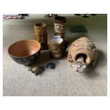 TIKI MUGS, CAT COCONUT HEAD NODDER, TURTLE