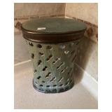 WASTE CAN, PITCHER, VASE W/ FLOWERS