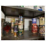 ASSORTED STAINS, THINNER, DENATURED ALCOHOL,