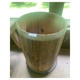 13X18 WOOD KEG ON ROLLING PLANT STAND