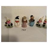 VINTAGE FIGURES IN STOCKING CARDBOARD BOX