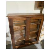 WALNUT 2 DOOR GLASS FRONT BOOKCASE 44" H X 38" W