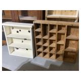 PINE DISPLAY SHELF 26" H X 25" W X 4" D AND WHITE