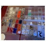 4 PLASTIC BINS OF BEADS GREAT VARIETY