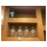 4 FOOTBALL SHAPED STEELERS GLASSES 6.5", NFL