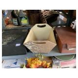 STENCILED HINGED WOOD BOX AND PORTABLE MIXOLOGY