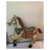 WOODEN HAND PAINTED HORSE 19" H X 20"L