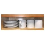 SET OF 8 STONEWARE TEACUPS AND SAUCERS