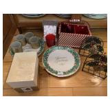 CHRISTMAS SERVING PIECES, NAPKIN HOLDERS, PLATES,