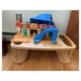 FIRE HOUSE PLAYSET AND BAMBOO LAP TRAY
