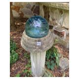 34" CEMENT PEDESTAL W/ GAZING BALL