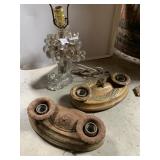 GLASS GRAPE DESIGN LAND, 2 VINTAGE 2 LIGHT