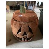 HALLOWEEN CARVED WOOD PUMPKIN WITH LID