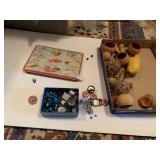 VINTAGE WATERCOLOR TIN, JEWELRY BEADS