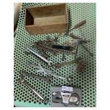 WRENCHES, WOOD BOX ETC.
