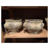 PAIR OF CONCRETE DECORATIVE WALL VASES