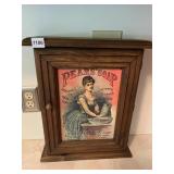 WOOD CABINET WITH TIN PEARS SOAP FRONT