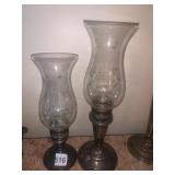 STERLING WEIGHTED BASE CANDLE STICKS W/ ETCHED