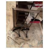 LARGE WOOD PICTURE FRAME, WREATH HOOKS, AND BLACK