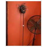 HAND CRAFTED MASK W/ WOOD BASE AND FLOOR FAN