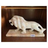HAND CARVED MARBLE LION, 2 PC