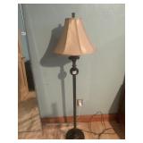 FLOOR LAMP WITH TEAL ZEBRA PRINT SHADE, 55"