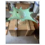 MURANO GLASS LARGE PEDESTAL DISH W/ COLORED