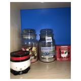 TWO YANKEE CANDLES USED AND NEW T LIGHT CANDLES