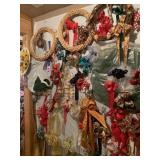 ENTIRE WALL OF WREATHS, WREATH FORMS, AND