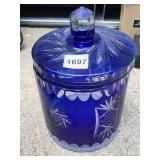 ETCHED GLASS JAR STAR DESIGN BASE