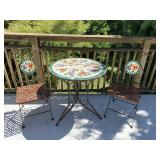 MOSAIC TILE FLOWER CAFï¿½ TABLE AND 2 CHAIRS