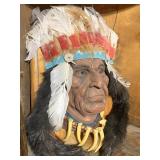 NATIVE AMERICAN WALL PLAQUE W/ FEATHERS AND HORN
