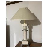 STONE CENTER W/ IRON BASE LAMP VERY STURDY