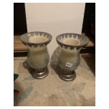 2 TALL HURRICANE CANDLE HOLDERS WITH CRACKLE