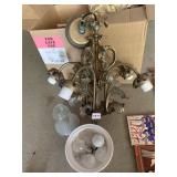 HANGING LIGHT W/ 4 ARMS AND GLASS ALABASTER