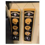 2 FELT HANGING BANNERS, 31"X8