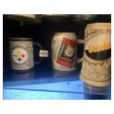 STEELER MUGS 3 NFL RAISED DESIGN STEIN, AND 2