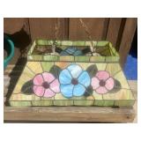 STAINED GLASS HANGING BILLARD LIGHT WITH FLOWERS,