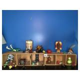 WOOD ORGANIZER BOXES W/ ASSORTED FIGURES INCL.