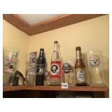 STEELERS BEER GLASSES, RC COLA BOTTLE