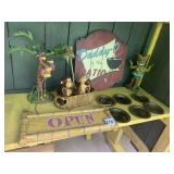 MONKEY SALT AND PEPPERS, COASTERS, TIKI AND