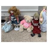 BABY TO GO W/ DOLL, 2 PORCELAIN DOLLS, ETC.