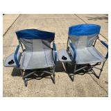 2 MATCHED COLLAPSABLE CHAIRS WITH SIDE TABLES