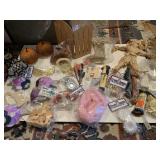 WOOD FENCE,PUMPKINS, BEADS, ETC.